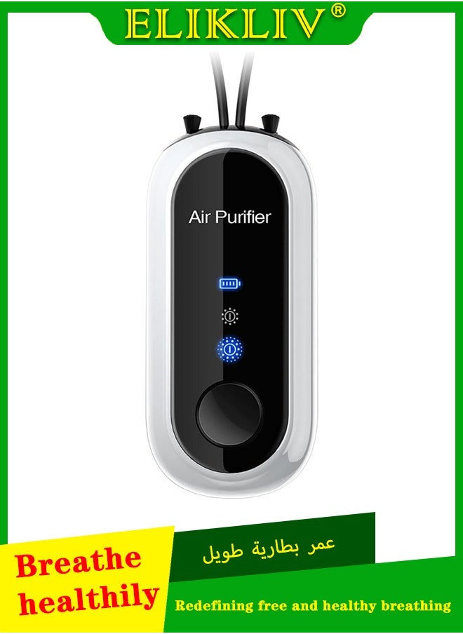 ELIKLIV Portable Necklace Air Purifier for Personal Use | Wearable Negative Ion Generator with 12,000 ions/cm³ | Rechargeable White Necklace for Allergies, Office, Outdoor & Travel | Type-C Charging & 30hrs Battery Life  - Image 1