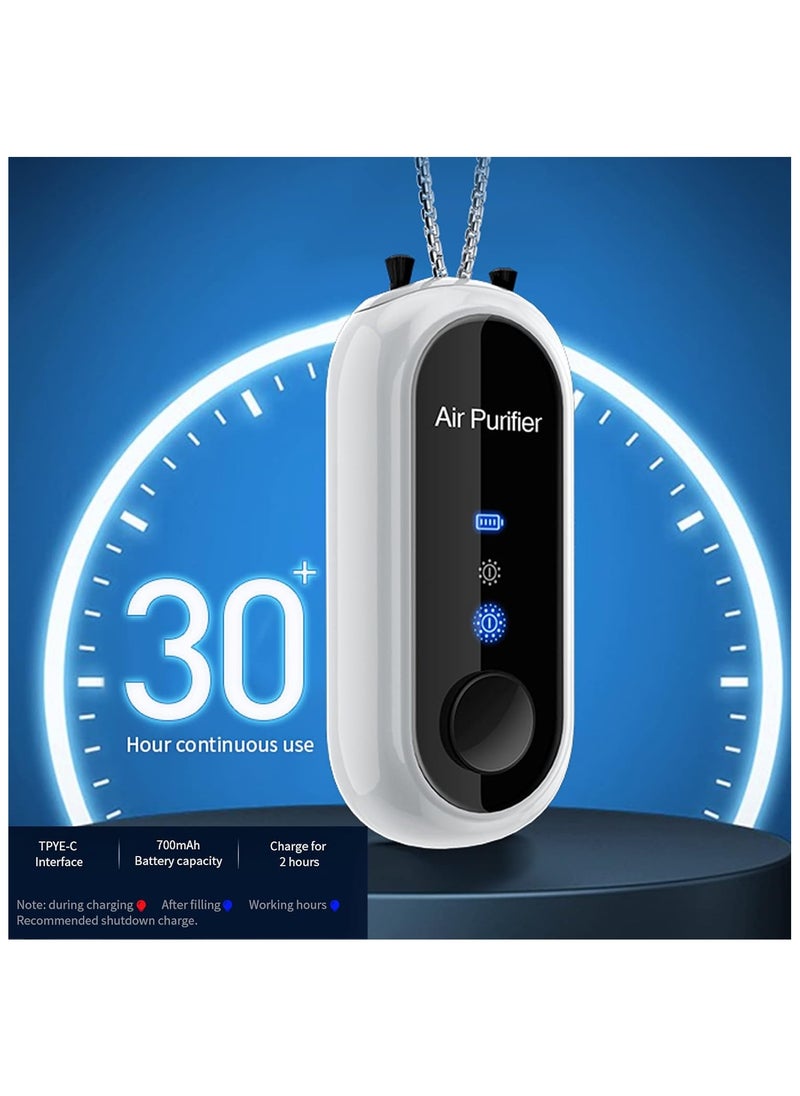 ELIKLIV Portable Necklace Air Purifier for Personal Use | Wearable Negative Ion Generator with 12,000 ions/cm³ | Rechargeable White Necklace for Allergies, Office, Outdoor & Travel | Type-C Charging & 30hrs Battery Life  - Image 5
