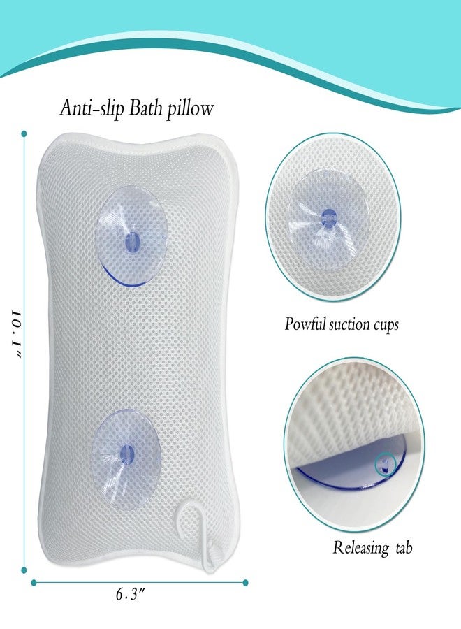 Rasenoo Bath Pillows for tub,Home Spa Pillows for Bathtub, Hot Tub,Head and Neck Support with 2 Strong Suction Cups,White - Image 4