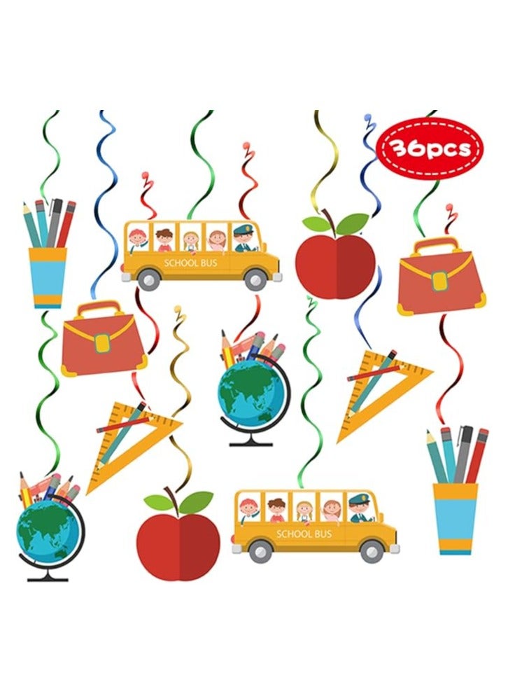 36PCS Back to School Hanging Swirls Decorations,First Day of School Classroom Swirl Hanging Decor,Welcome Back to School Theme Party for Classroom Decorations Supplies