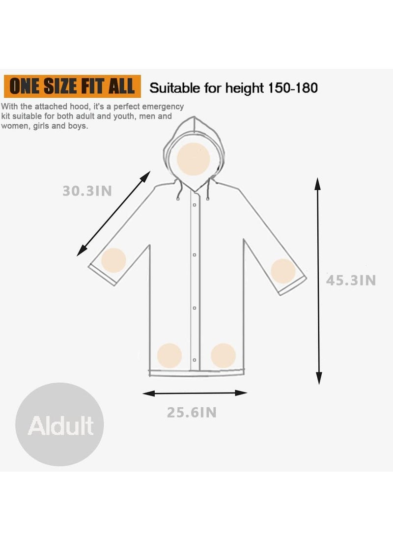 Rain Ponchos Raincoat EVA Waterproof Portable Rain Jacket Coats Camping Hiking Outerwear Reusable With Hoods and Open Sleeves for Adults Men Women