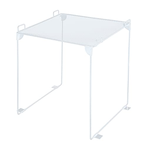 Panelee Locker Organizer Shelf Metal Stackable Collapsible Organizer Shelf Back to School Essentials Fits Standard Size School Lockers Organization Accessories for Gym Work Kitchen OfficeSingle LayerWhite - Image 1