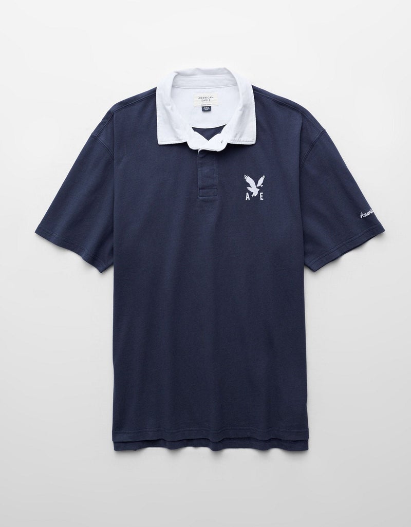 American Eagle AE Standard Fit Graphic Polo Shirt - Image 3