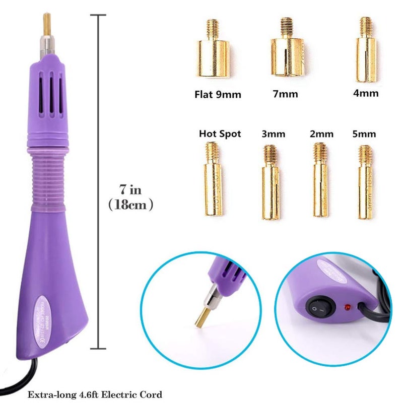 Allber Hotfix Applicator, 7-in-1 Hot Fix Rhinestone Applicator Wand Setter Tool Kit with AB Crystal Rhinestones, 7 Tips, 2 Pencils and Tweezers - Image 2