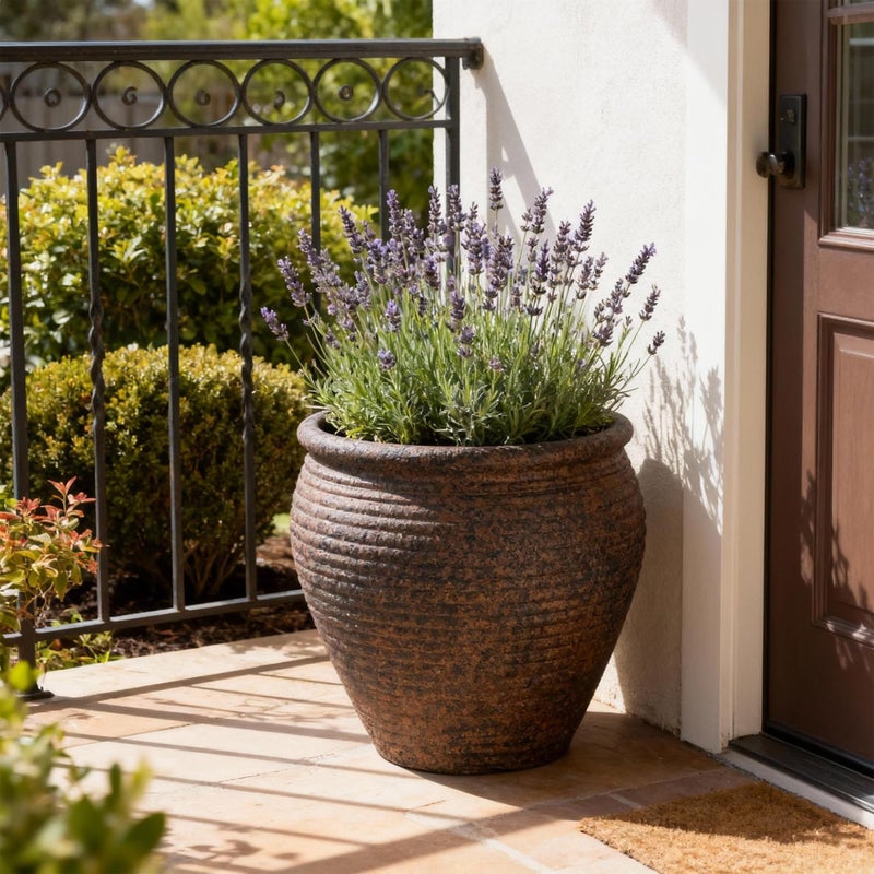 WORTH Clay-Pot-Style Plastic Planter Pots Set of 2 (Large: 17"Dia x 16"H & Small: 13"Dia x 13"H), Rustic style Flower Pots, Lightweight Plant Pots with Drainage Hole & Plug for Indoor & Outdoor Use - Image 3