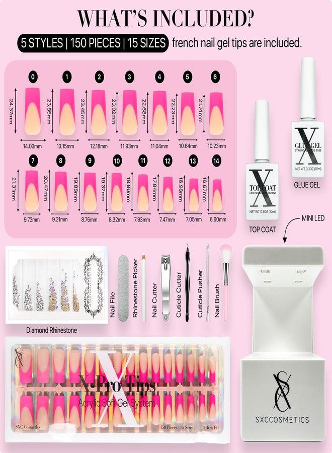 SXC Cosmetics X-Pro Tips French Tip Press On Nails - Bright Pastel Glow in the Dark Series (GLOW117KIT-M Square) - Image 4