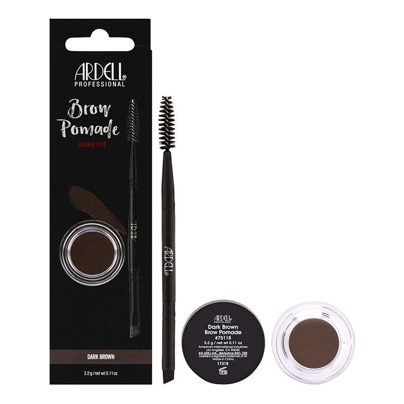 ARDELL Ardell Brow Pomade  Dark Brown SmudgeProof LongLasting Eyebrow Makeup with DualEnded Precision Brush and Spoolie for Defined and Natural Brows 1 Pack 