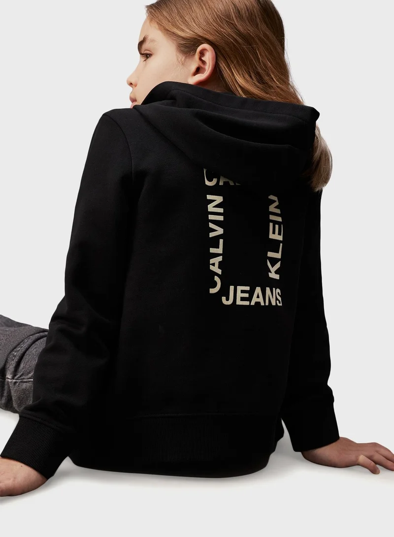 Calvin Klein Jeans Youth Logo Zip Through Hoodie