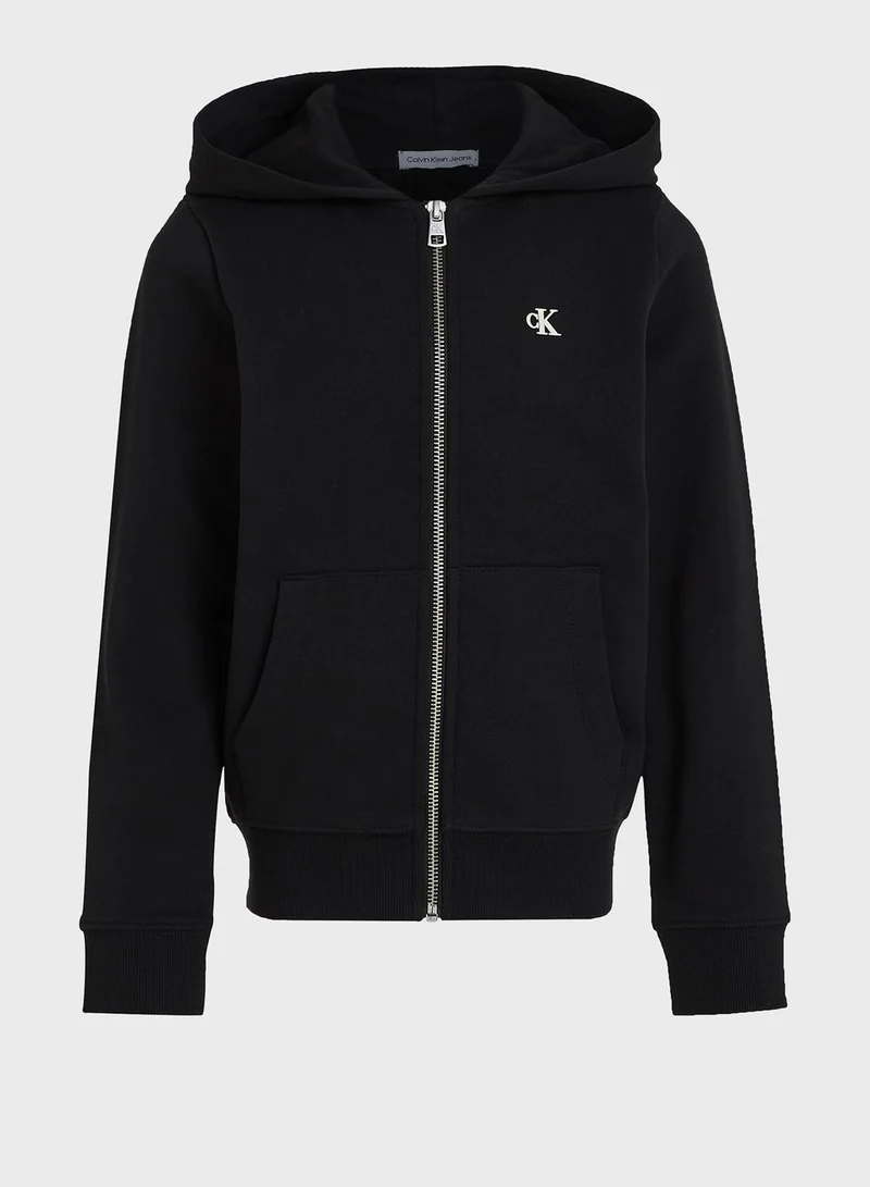 Calvin Klein Jeans Youth Logo Zip Through Hoodie