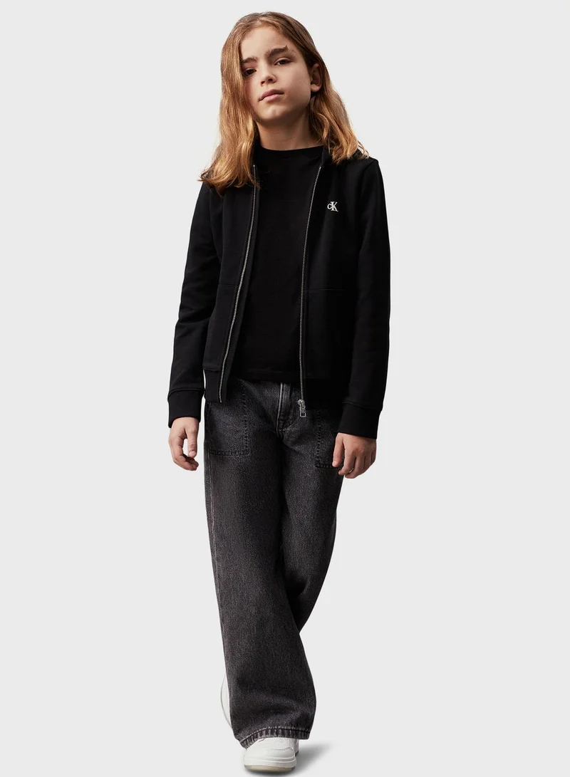 Calvin Klein Jeans Youth Logo Zip Through Hoodie