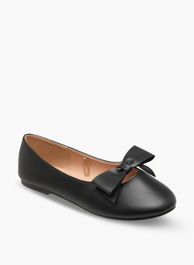 Little Missy Girls Bow Detail Ballerina Shoes