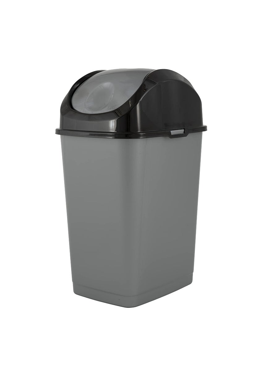Superio Superio Mini Plastic Trash Can with Swing Top Lid 125 Gallon Compact Small Waste Bin Portable Garbage Can for Countertop Desktop Make up Vanity Bathroom Car Under Sink Dorm 5 Qt GreyBlack 