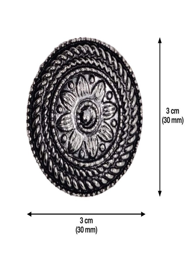 FURE Metal Oxidised Stud Earrings (Antique Rhodium) for Women - Image 2