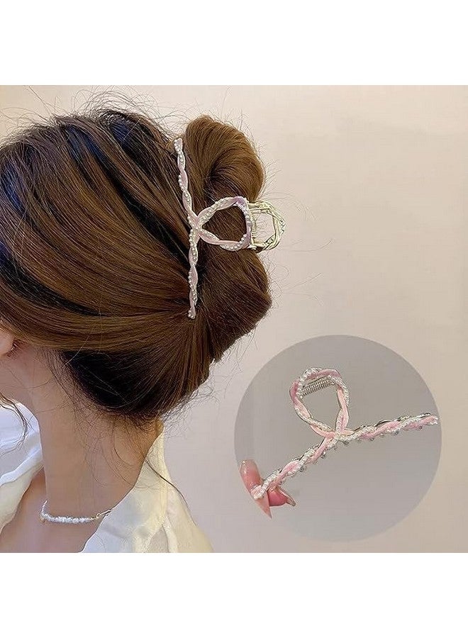 Ash & Roh Hair Clips For Women Rhinestone Clips Cute Nonslip hairclip for women Styling Clamp Hair Accessories Gift Butterfly Hair Clip (CHAIN PINK) - Image 2