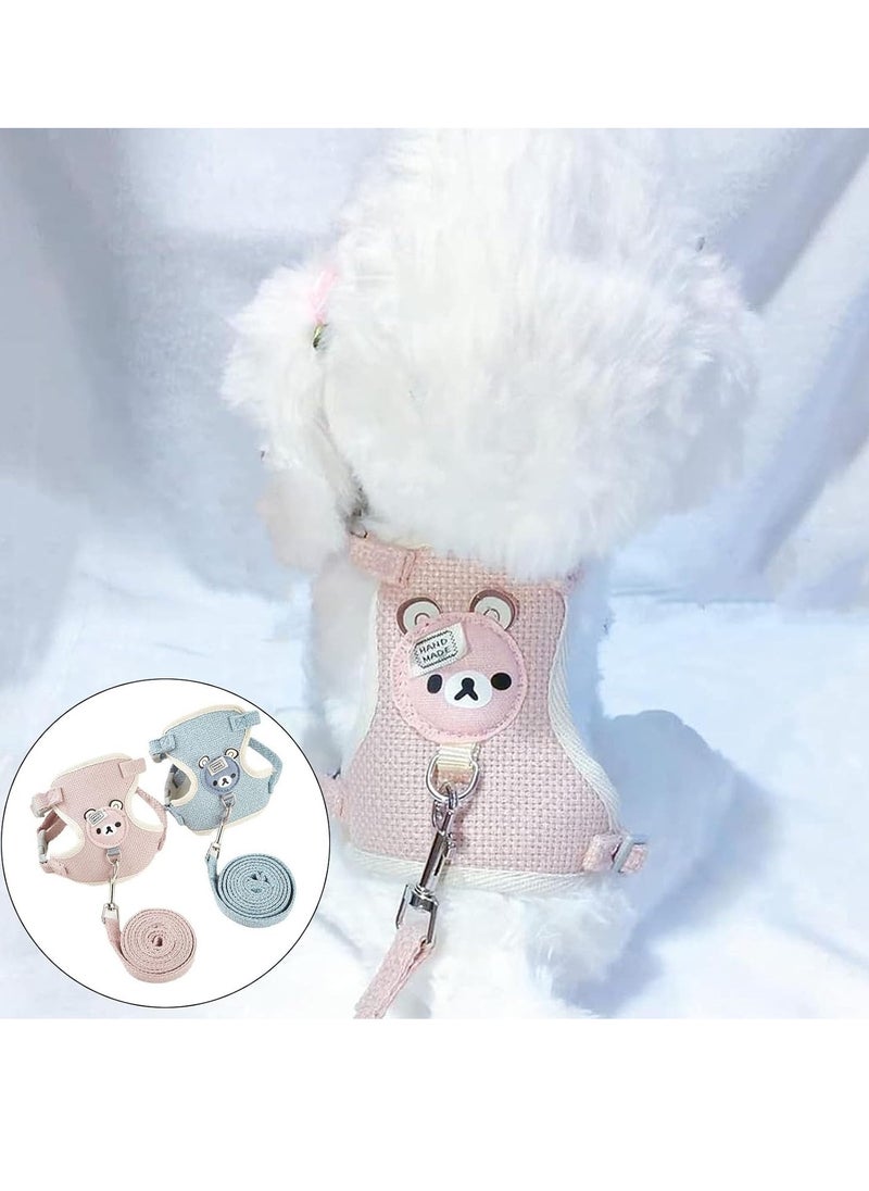 Meetion - 2 Pcs Adjustable Rabbit Leash, Rabbit Accessories, Rabbit Leash, Small Dog Harnesses, Adjustable Soft Padded Pet Vest Harness and Lead Set for Bunny Puppy Kitten and Other Small Animals (Pink, Blue) - Image 1