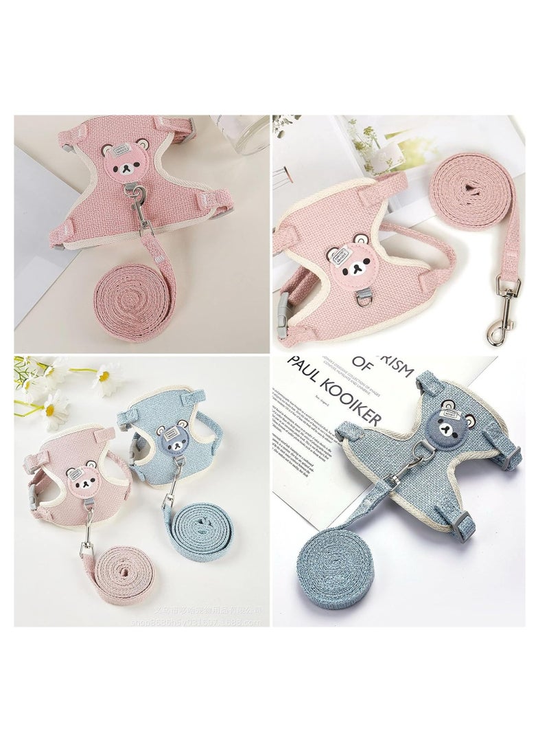 Meetion - 2 Pcs Adjustable Rabbit Leash, Rabbit Accessories, Rabbit Leash, Small Dog Harnesses, Adjustable Soft Padded Pet Vest Harness and Lead Set for Bunny Puppy Kitten and Other Small Animals (Pink, Blue) - Image 1