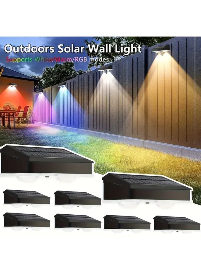 أضواء شمسية للجدران (عبوة من قطعتين) ضوء دافئ RGB لإضاءة السياج الخارجي للفناء الخلفي والسلالم - Image 1