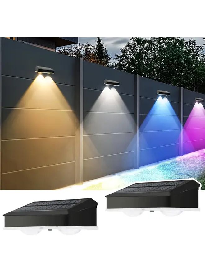 أضواء شمسية للجدران (عبوة من قطعتين) ضوء دافئ RGB لإضاءة السياج الخارجي للفناء الخلفي والسلالم - Image 2