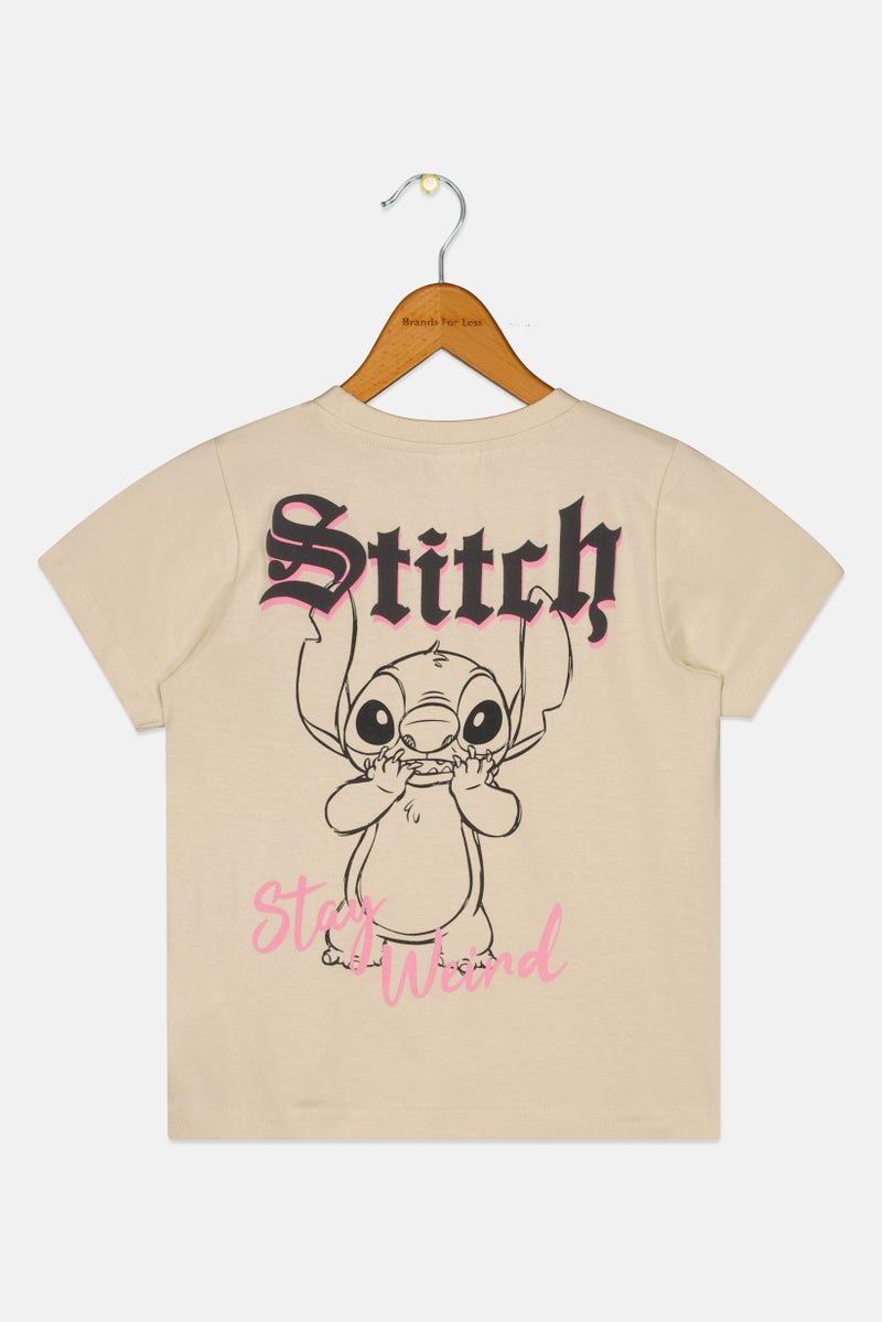 Disney Toddlers Girl Short Sleeve Graphic Top, Light Tan - Image 3