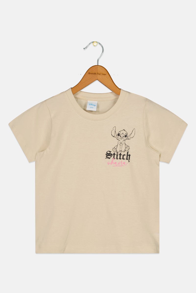 Disney Toddlers Girl Short Sleeve Graphic Top, Light Tan - Image 2