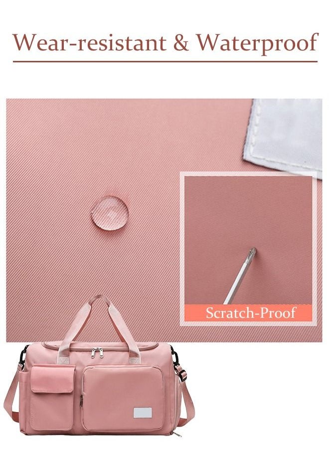roaiss - Large Capacity Gym Sacks Waterproof Duffel Bag for Women Travel  Sports Yoga Pink - Image 1