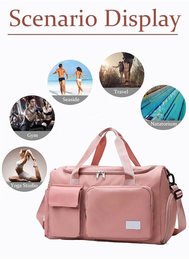 roaiss - Large Capacity Gym Sacks Waterproof Duffel Bag for Women Travel  Sports Yoga Pink - Image 1
