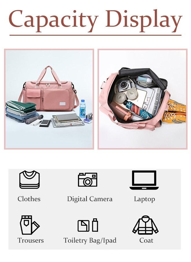 roaiss - Large Capacity Gym Sacks Waterproof Duffel Bag for Women Travel  Sports Yoga Pink - Image 1