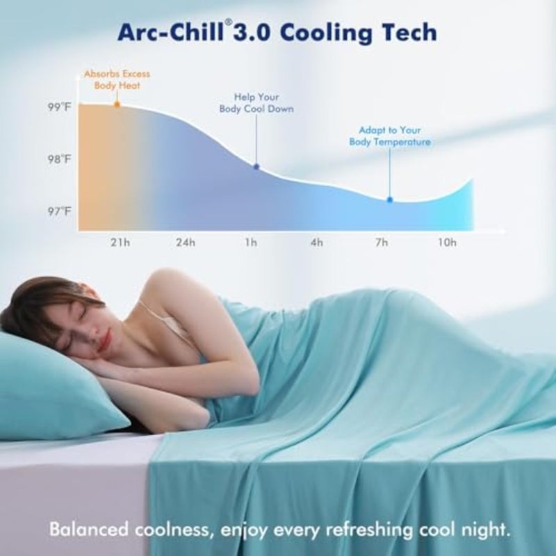 بطانية تبريد، بطانية صيفية Arc-Chill 3.0 Q-Max 0.5 ملاءة تبريد للتعرق الليلي والنائم الساخن، ناعمة خفيفة الوزن ورقيقة وخفيفة الوزن للسفر على كرسي الأريكة، توأم/مزدوج، 150xسم - Image 2