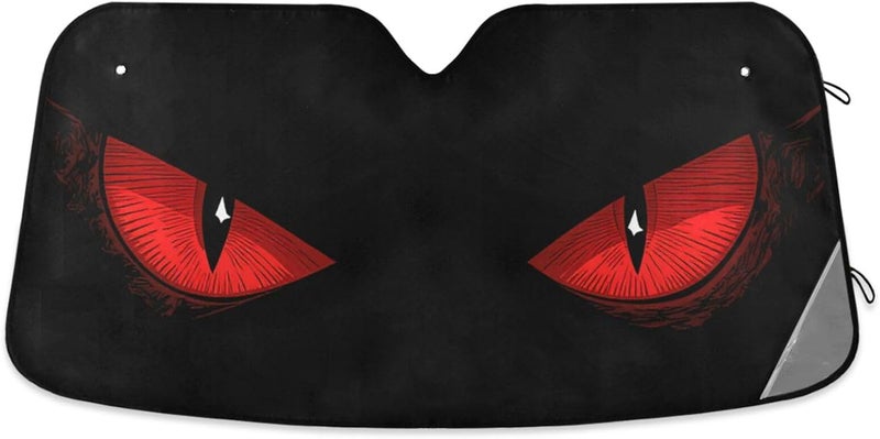 Dussdil Evil Eyes Car Sun Shade Windshield - Red Eyes UV Ray Blocker for Cars, Trucks, SUVs - Image 1