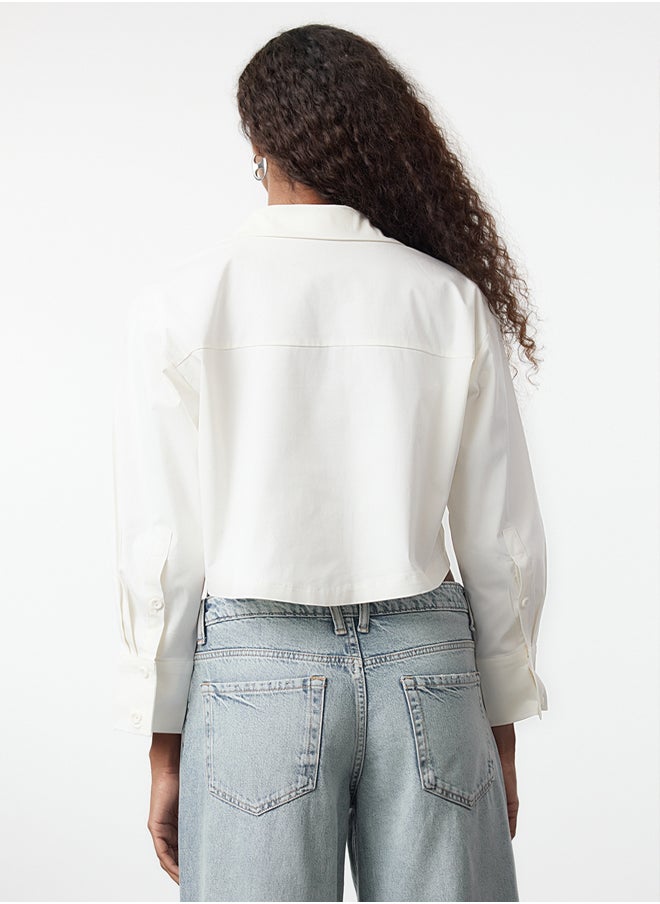 trendyol - White Crop Poplin Fabric Woven Shirt Twoaw25Go00125 - Image 1