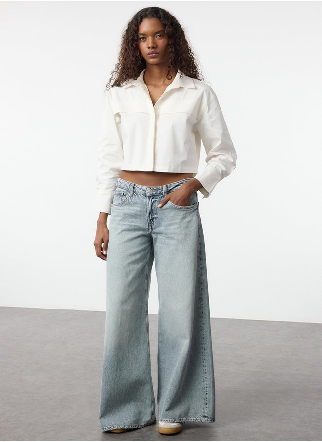 trendyol - White Crop Poplin Fabric Woven Shirt Twoaw25Go00125 - Image 1