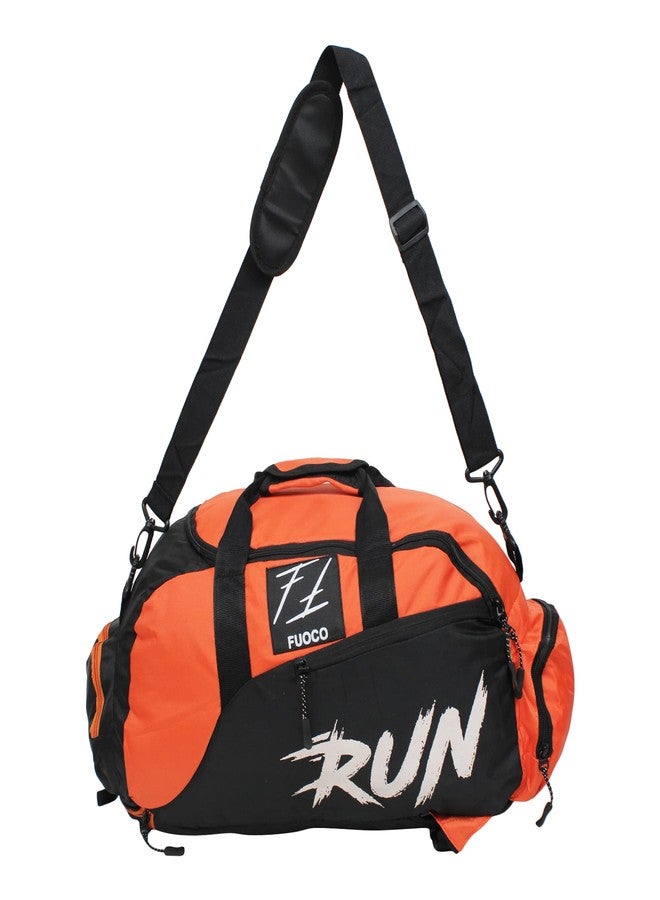 FUOCO Nylon 28 Cms Travel Accessory- Shoe Gym Bag (Run Orange Black Duffle 40 Ltr_Orange) - Image 1