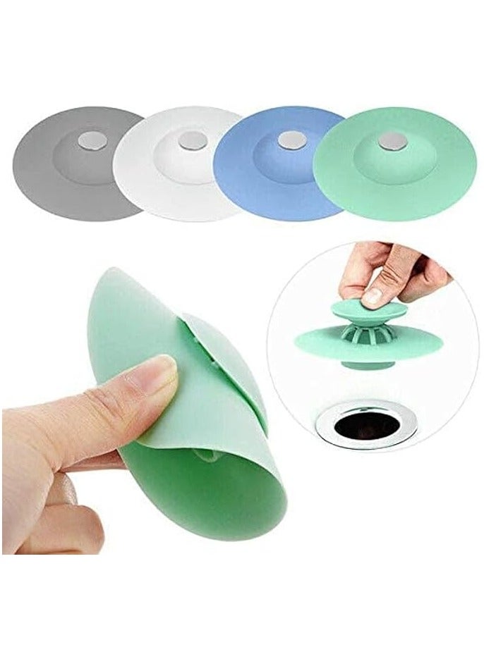 PROMASS 4Pcs Shower Drain Stopper,Universal Bathtub Stopper Plug Cover,2-In-1 Strainers Silicone Bathtub Drain Cover And Strainer Protector For Floor, Laundry, Kitchen And Bathroom Assorted Color  - Image 2