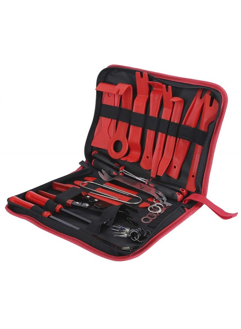 Car Trim Removal Tool Kit, Red, Full Set, Panel Pry Tools with Carrying Case, Auto Interior Disassembly - Image 1