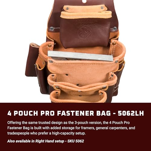 Occidental Leather 4 Pouch Pro Fastener Bag - Left Hand - 10 Pockets & Tool Holders - Made in USA - Image 2
