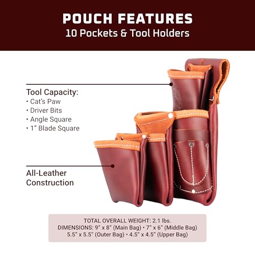 Occidental Leather 4 Pouch Pro Fastener Bag - Left Hand - 10 Pockets & Tool Holders - Made in USA - Image 3