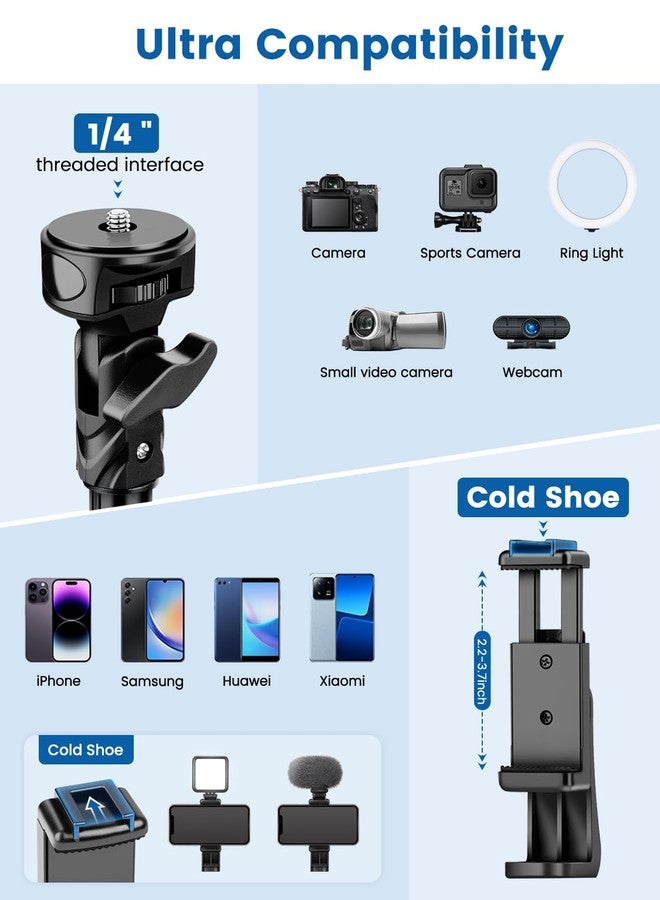 Victiv Phone Tripod, 72" Camera Stand Tripod with Remote and Phone Holder, Stable & Adjustable Tall, Suit for iPhone/Digital Camera - Image 4