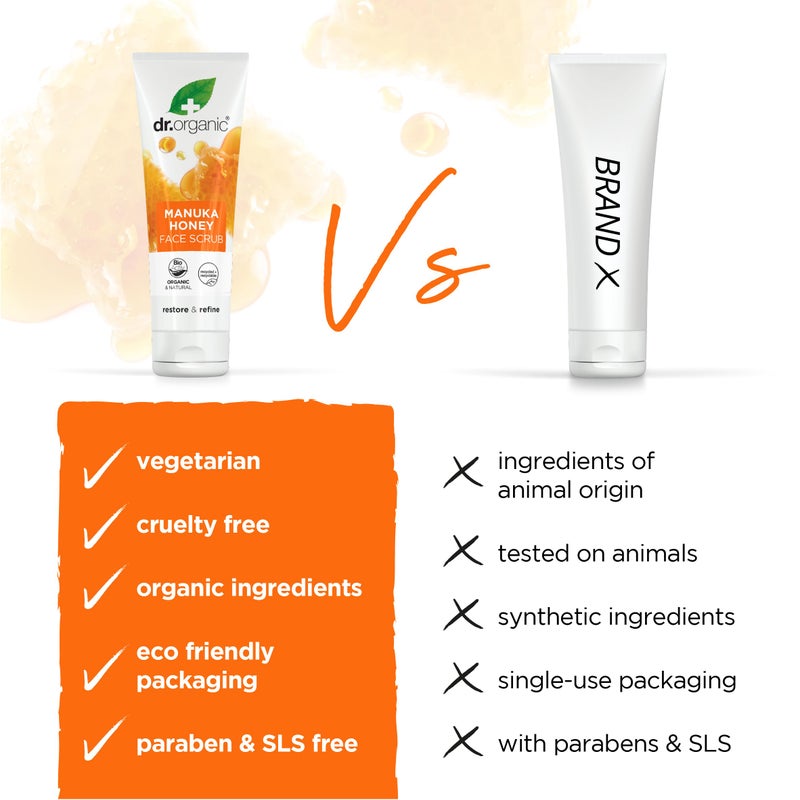 dr.organic Dr. Organic Manuka Honey Face Scrub | Deep Cleansing and Exfoliating for Dry Skin, Removes Impurities and Excess Oil, Moisturizing, Certified Organic, Paraben & SLS-Free, Natural, 125 mL / 5 fl oz - Image 4