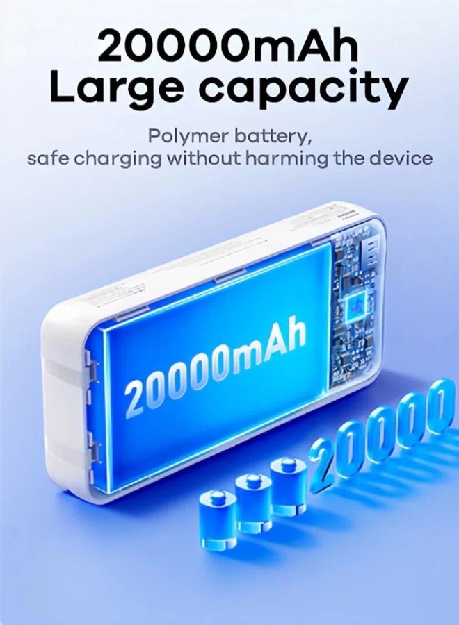 REMAX 20000mAh Dual-Cable Power Bank, 20W+22.5W PD Fast Charging, Built-in Type-C + Lightning Dual Cable, Power Display, Large Capacity Battery, Ultra-Light Portable Design, USB-C, MFi Certified, Compatible With iPhone 17/16/15/14/Air/Pro/ProMax/iPad/Samsung/Xiaomi, Etc. Black - Image 4