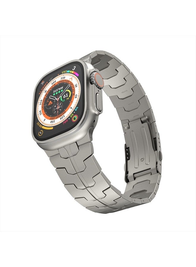 LULULOOK Band Compatible with Apple Watch Ultra, Titanium Metal Band 49mm for iWatch Ultra Titanium Color 𝑵𝒆𝒘 𝑫𝒆𝒔𝒊𝒈𝒏 - Image 1