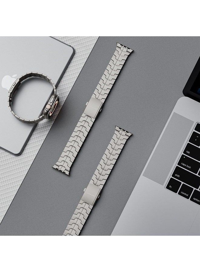 LULULOOK Band Compatible with Apple Watch Ultra, Titanium Metal Band 49mm for iWatch Ultra Titanium Color 𝑵𝒆𝒘 𝑫𝒆𝒔𝒊𝒈𝒏 - Image 2