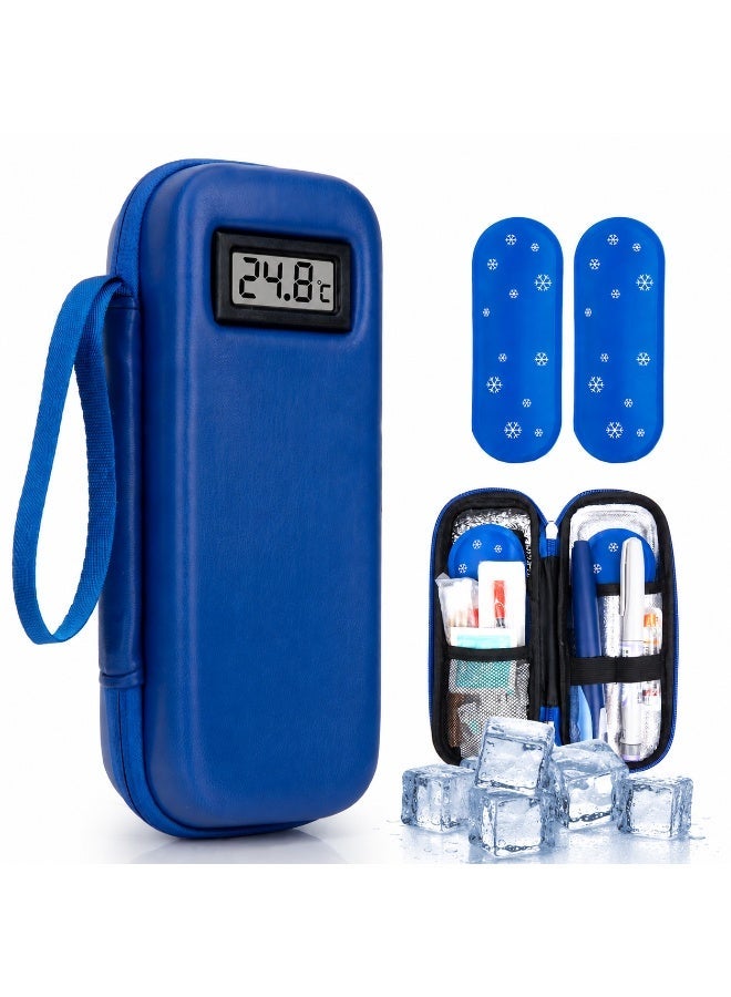 يوكو Insulin Cooler Travel Case TSA Approved, Temperature Display Insulin TravelCase, Portable Insulin Pen Cooler Travel Case for Insulin Ice Pack, Travel Diabetic Supplies (Blue) - Image 1