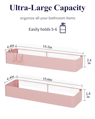 Kitsure Shower Caddy 2 Pack Adhesive Shower Organizer Rustproof Metal Shelves NoDrill Bathroom Organizers and Storage Pink XXLarge - Image 3