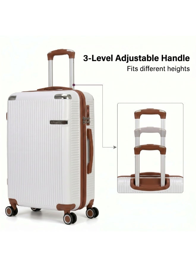 Prosperity White 4 Piece ABS Luggage Set 13/20/24/28 Inch Includes Cosmetic Bag, Hard Shell Suitcase with TSA Lock & 360° Spinner Wheels, Lightweight Travel Set for Women Men - Image 4