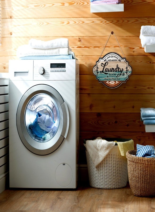Jetec Vintage Wood Laundry Room Decor Hanging Wall Sign Door Sign Farmhouse Rustic Wall Art For Laundry Bathroom Restroom Washroom Home, 12 x 8 x 0.2 Inch(Multicolor) - Image 4