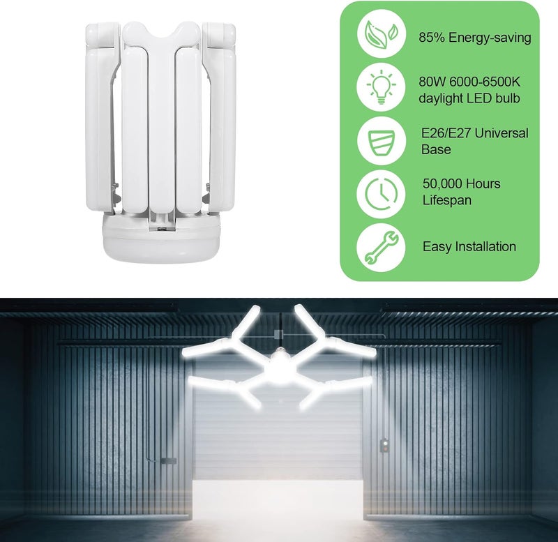 Garage Light, LED Garage Ceiling Light Super Bright 80 Watt Led Shop Light Basement Lights for Garages Workshop Warehouse Workbench Living Room (80W) - Image 5