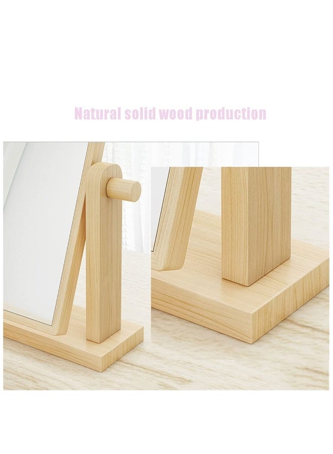 Makeup Mirror Wood Desktop, Vanity Mirror Vertical Bathroom Mirror, High-Definition Vanity Mirror with Tray, 360 Degree Swivel Mirror, Suitable Portable for Dressing Table Desk Bathroom Bedroom  - Image 5