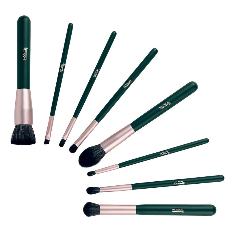 INCOLOR Makeup Brush Set Of 8 Makeup Brushes Powder, Foundation, Eyeshadow, Angled Liner Brush, Concealer & Highlighter Brush, Pencil, Cream And Blending Face Makeup Brush Set - Image 1