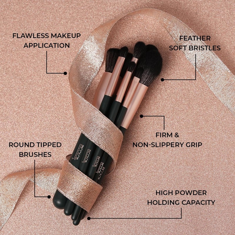 INCOLOR Makeup Brush Set Of 8 Makeup Brushes Powder, Foundation, Eyeshadow, Angled Liner Brush, Concealer & Highlighter Brush, Pencil, Cream And Blending Face Makeup Brush Set - Image 2