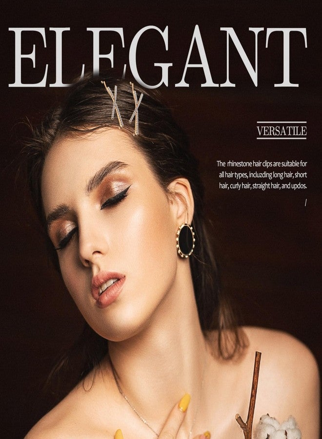 Beaupretty 4Pcs X Shaped Hair Pins Rhinestone Barrettes Wedding Clips Sparkly Hair Accessories for Women Girls Golden Silver - Image 4